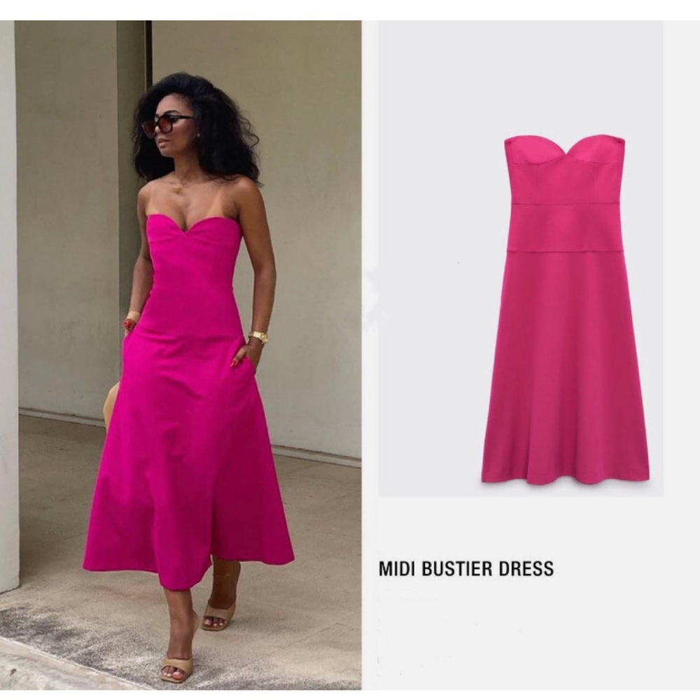 Zara Vibrant Pink Midi Dress